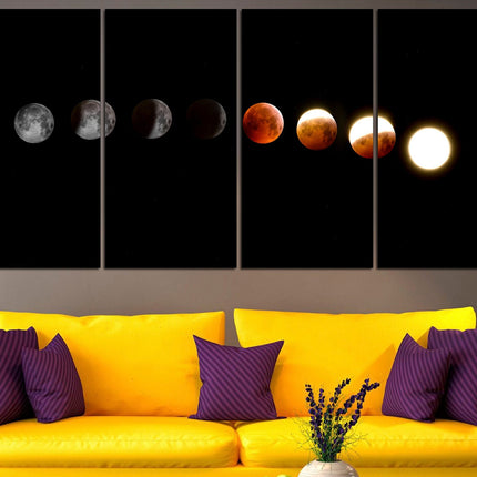 Apartment wall art Earth moon wall art Custom print canvas Space canvas print Stars planet poster Meteorite seal Space art decor