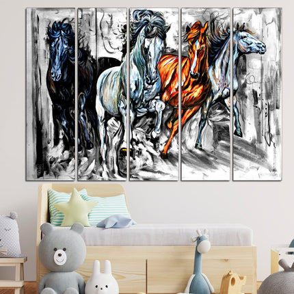 Wildlife decor animal Canvas animal art Animal poster Big poster horses on canvas Equestrian arthorse poster Horse print canvas