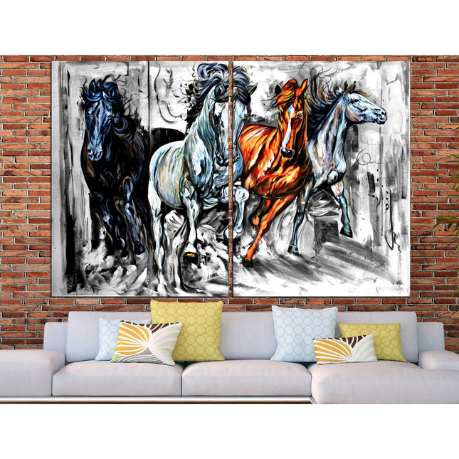 Wildlife decor animal Canvas animal art Animal poster Big poster horses on canvas Equestrian arthorse poster Horse print canvas