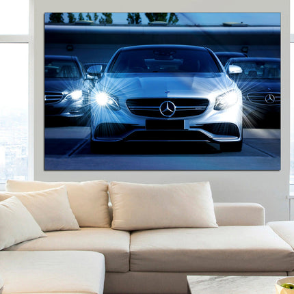 White mercedes on canvas German car Car on canvas Gift for boys Supercar gift Supercar wall art Car on poster Car decor F1mercedes