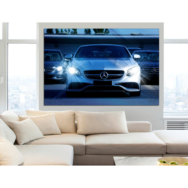 White mercedes on canvas German car Car on canvas Gift for boys Supercar gift Supercar wall art Car on poster Car decor F1mercedes