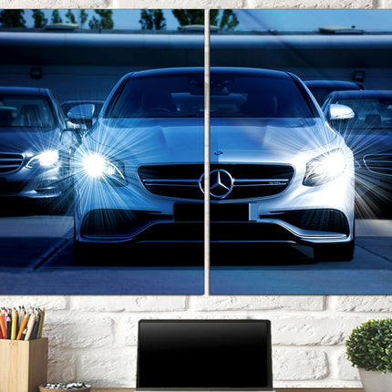 White mercedes on canvas German car Car on canvas Gift for boys Supercar gift Supercar wall art Car on poster Car decor F1mercedes