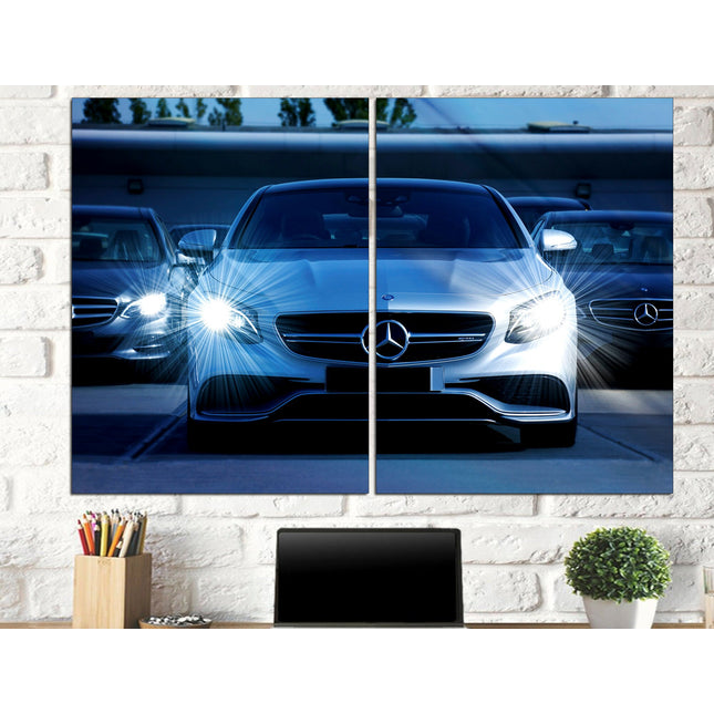 White mercedes on canvas German car Car on canvas Gift for boys Supercar gift Supercar wall art Car on poster Car decor F1mercedes
