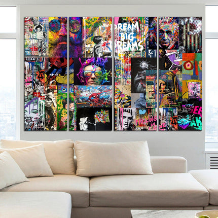 Graffiti canvas Modern graffiti art Collage print wall art Colorful wall art Graffiti wall art Collage wall prints Street art canvas