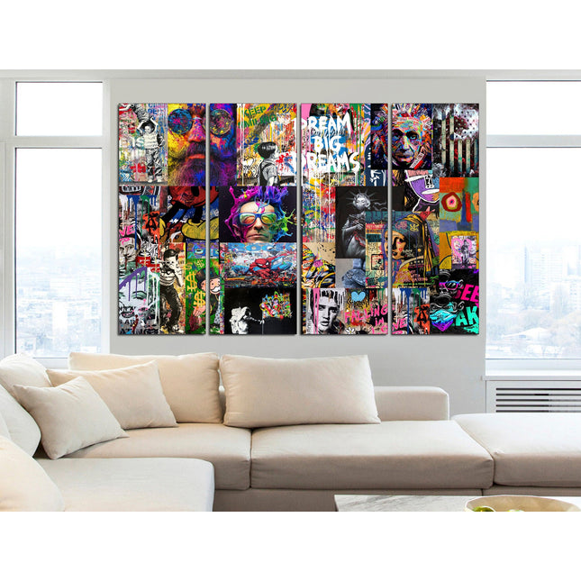 Graffiti canvas Modern graffiti art Collage print wall art Colorful wall art Graffiti wall art Collage wall prints Street art canvas