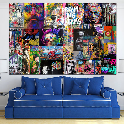 Graffiti canvas Modern graffiti art Collage print wall art Colorful wall art Graffiti wall art Collage wall prints Street art canvas