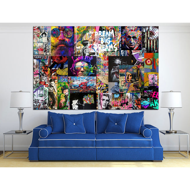 Graffiti canvas Modern graffiti art Collage print wall art Colorful wall art Graffiti wall art Collage wall prints Street art canvas