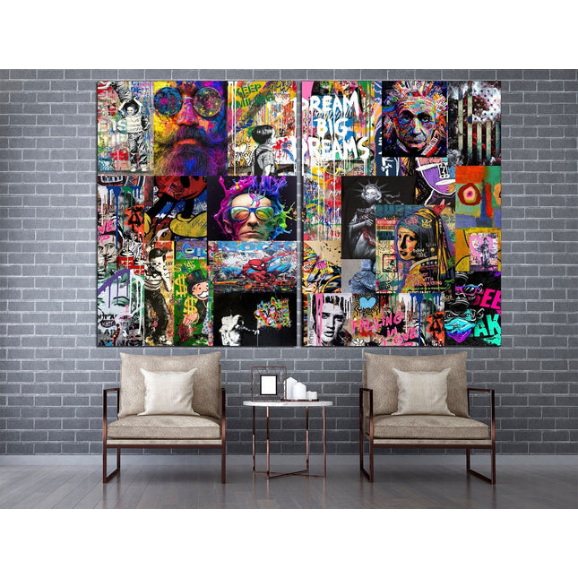 Graffiti canvas Modern graffiti art Collage print wall art Colorful wall art Graffiti wall art Collage wall prints Street art canvas