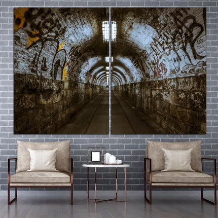 Modern art print Graffiti art canvas Trendy wall art Large canvas art Tunnel art Metro on canvas Subway graffiti