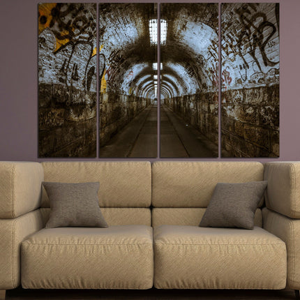 Modern art print Graffiti art canvas Trendy wall art Large canvas art Tunnel art Metro on canvas Subway graffiti