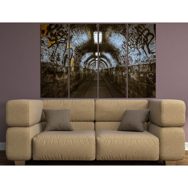 Modern art print Graffiti art canvas Trendy wall art Large canvas art Tunnel art Metro on canvas Subway graffiti