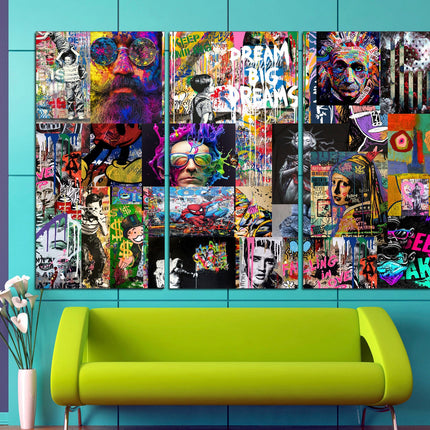 Graffiti canvas Modern graffiti art Collage print wall art Colorful wall art Graffiti wall art Collage wall prints Street art canvas