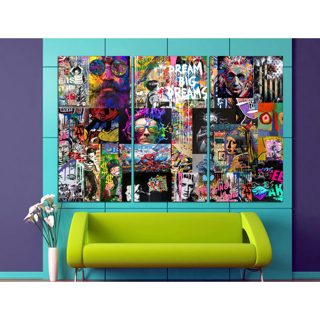 Graffiti canvas Modern graffiti art Collage print wall art Colorful wall art Graffiti wall art Collage wall prints Street art canvas