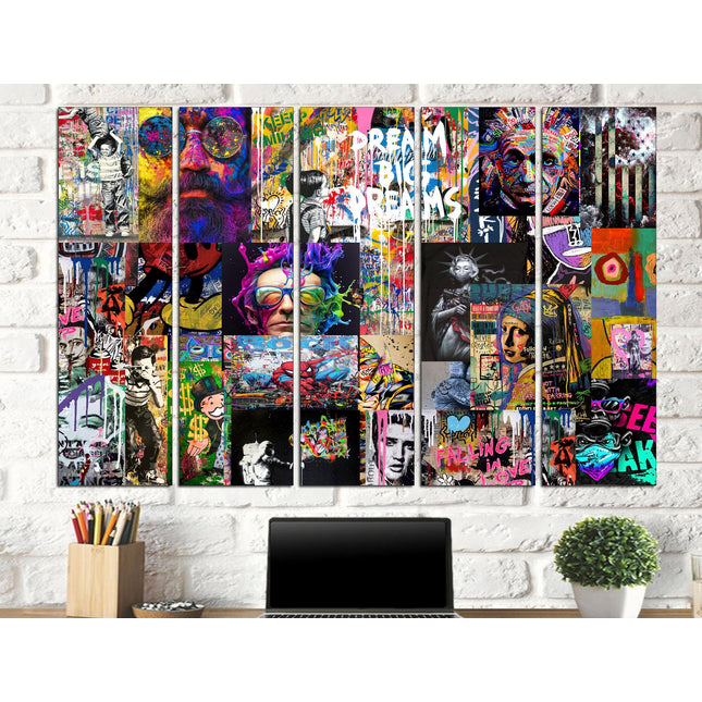 Graffiti canvas Modern graffiti art Collage print wall art Colorful wall art Graffiti wall art Collage wall prints Street art canvas