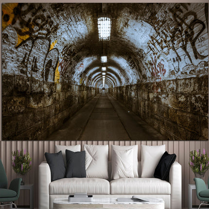 Modern art print Graffiti art canvas Trendy wall art Large canvas art Tunnel art Metro on canvas Subway graffiti