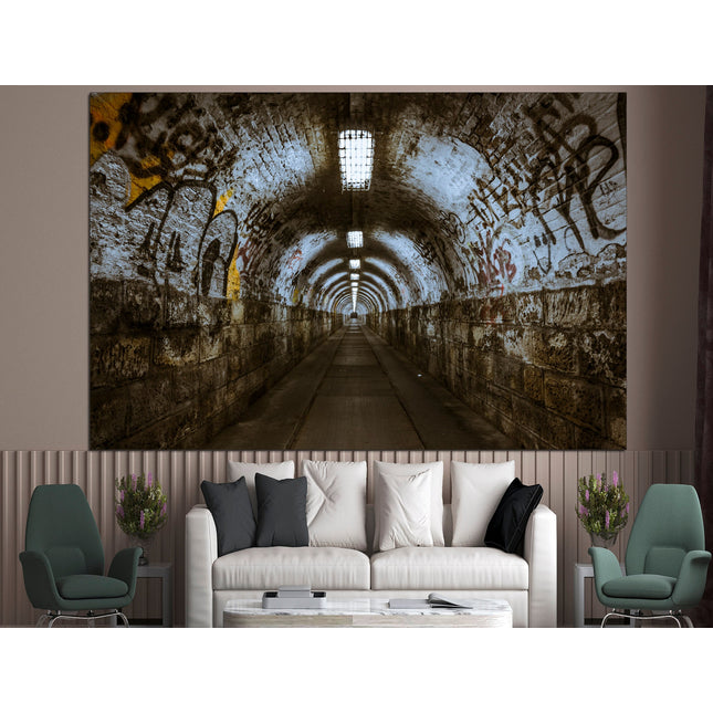 Modern art print Graffiti art canvas Trendy wall art Large canvas art Tunnel art Metro on canvas Subway graffiti