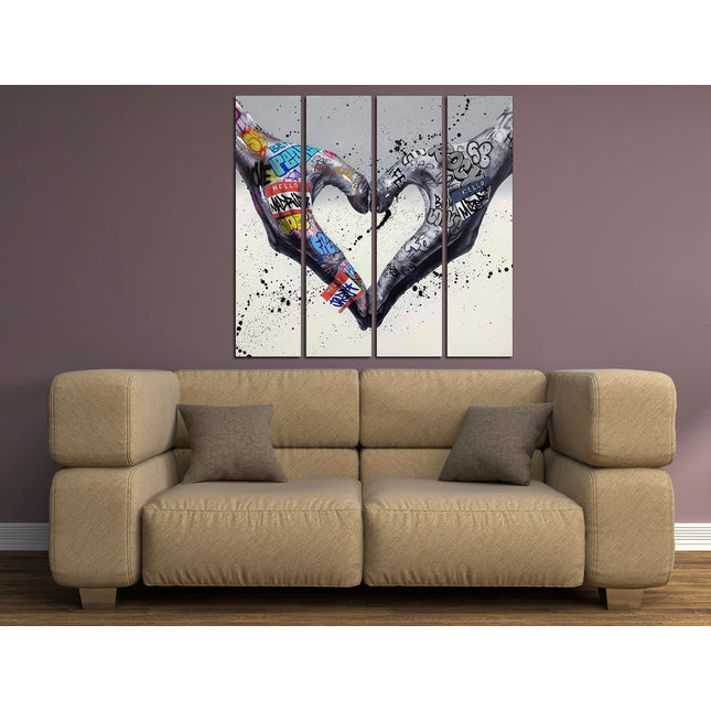 Graffiti hand image Digital prints Graffiti heart sign Banksy seal Hands of love Street art on canvas Graffiti wall art