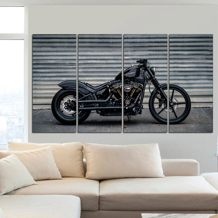 American motorcycle Custom print canvas Biker art Harley davidson Classic motorcycle Motorcycle wall art Black bike on canvas