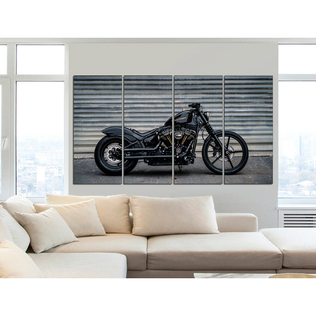 American motorcycle Custom print canvas Biker art Harley davidson Classic motorcycle Motorcycle wall art Black bike on canvas