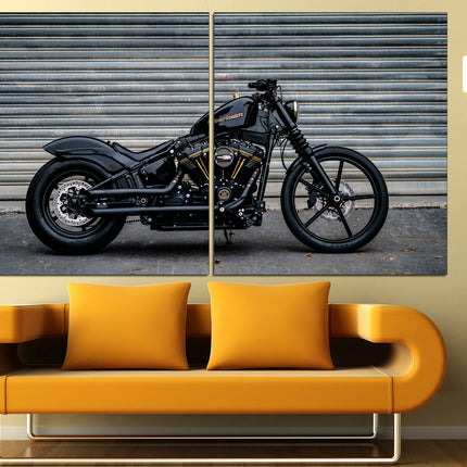 American motorcycle Custom print canvas Biker art Harley davidson Classic motorcycle Motorcycle wall art Black bike on canvas