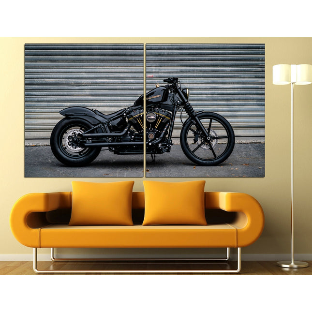American motorcycle Custom print canvas Biker art Harley davidson Classic motorcycle Motorcycle wall art Black bike on canvas