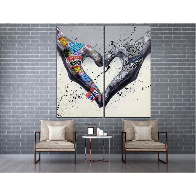 Graffiti hand image Digital prints Graffiti heart sign Banksy seal Hands of love Street art on canvas Graffiti wall art