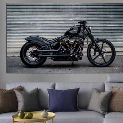 American motorcycle Custom print canvas Biker art Harley davidson Classic motorcycle Motorcycle wall art Black bike on canvas