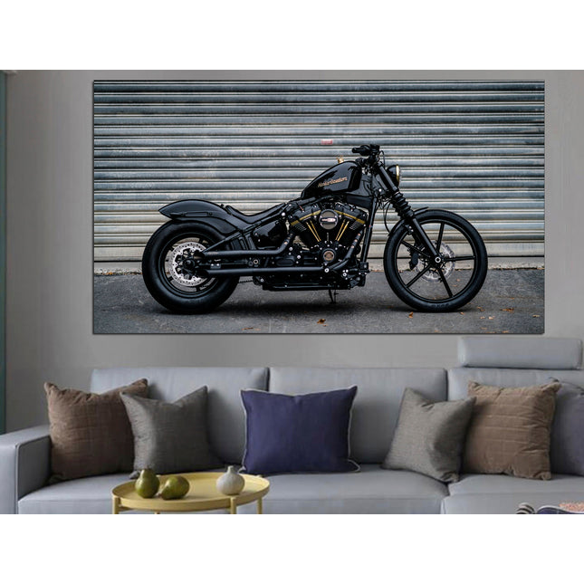 American motorcycle Custom print canvas Biker art Harley davidson Classic motorcycle Motorcycle wall art Black bike on canvas