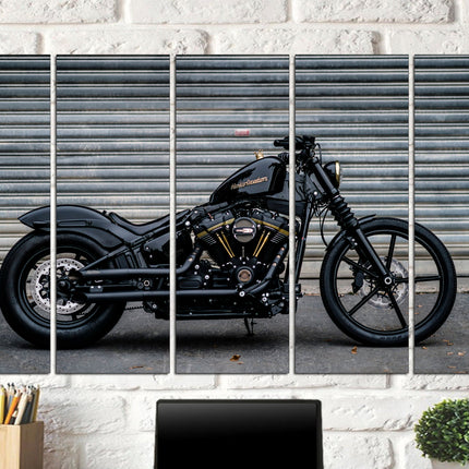 American motorcycle Custom print canvas Biker art Harley davidson Classic motorcycle Motorcycle wall art Black bike on canvas