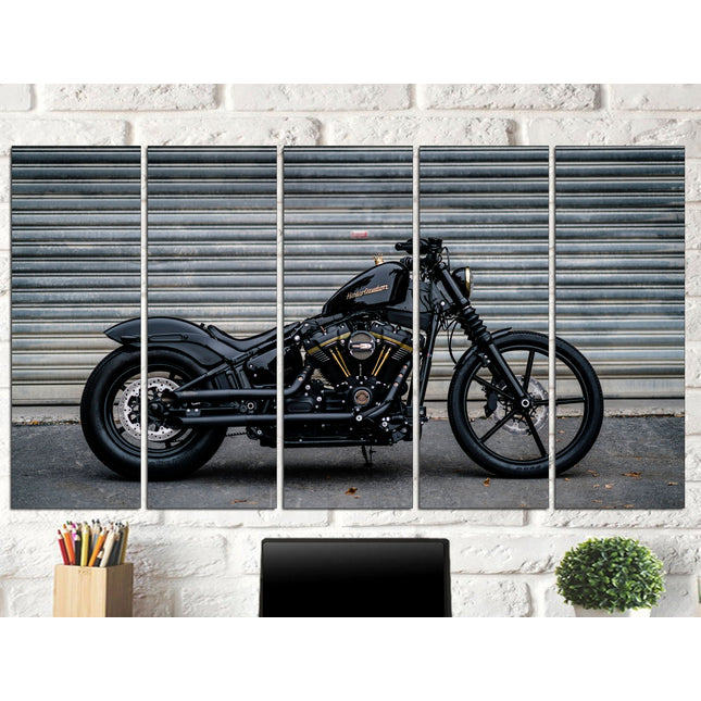 American motorcycle Custom print canvas Biker art Harley davidson Classic motorcycle Motorcycle wall art Black bike on canvas