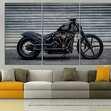 American motorcycle Custom print canvas Biker art Harley davidson Classic motorcycle Motorcycle wall art Black bike on canvas