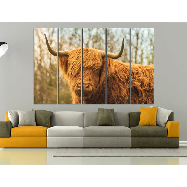 Symbol of texas Bull wall Exclusive bull American buffalo Western decor Bull horn on canvas Cattle art print