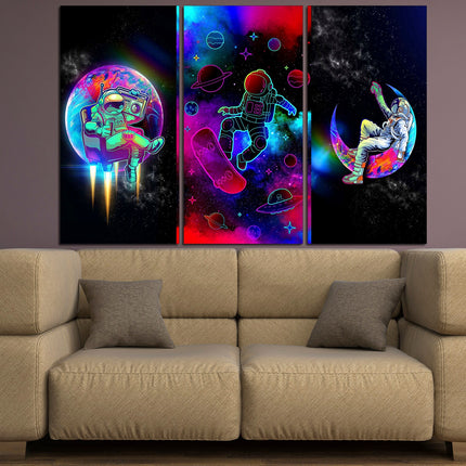 Astronaut print Galaxy on canvas NASA seal Star art print Outer space Modern art print Moon and stars art Space art