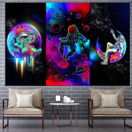 Astronaut print Galaxy on canvas NASA seal Star art print Outer space Modern art print Moon and stars art Space art