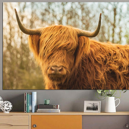 Symbol of texas Bull wall Exclusive bull American buffalo Western decor Bull horn on canvas Cattle art print