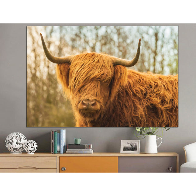Symbol of texas Bull wall Exclusive bull American buffalo Western decor Bull horn on canvas Cattle art print