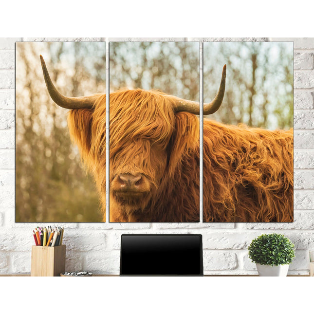 Symbol of texas Bull wall Exclusive bull American buffalo Western decor Bull horn on canvas Cattle art print