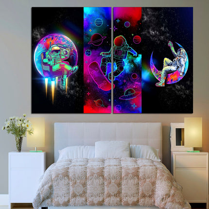 Astronaut print Galaxy on canvas NASA seal Star art print Outer space Modern art print Moon and stars art Space art