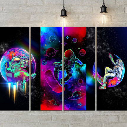 Astronaut print Galaxy on canvas NASA seal Star art print Outer space Modern art print Moon and stars art Space art