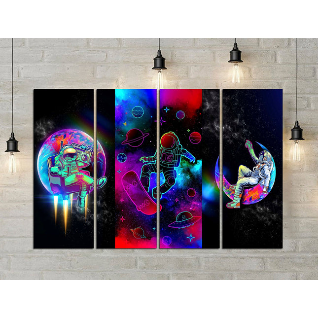 Astronaut print Galaxy on canvas NASA seal Star art print Outer space Modern art print Moon and stars art Space art