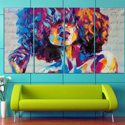 Colorful girl print Face on canvas Bright face canvas Street art canvas Color palette Wall art print