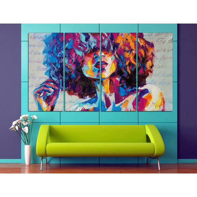 Colorful girl print Face on canvas Bright face canvas Street art canvas Color palette Wall art print