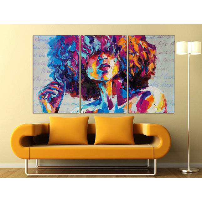 Colorful girl print Face on canvas Bright face canvas Street art canvas Color palette Wall art print