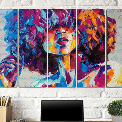 Colorful girl print Face on canvas Bright face canvas Street art canvas Color palette Wall art print
