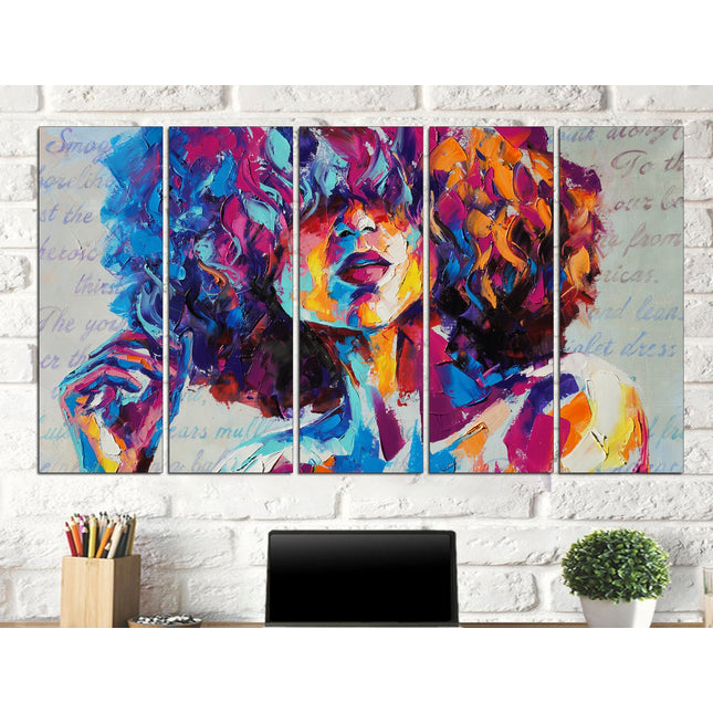 Colorful girl print Face on canvas Bright face canvas Street art canvas Color palette Wall art print