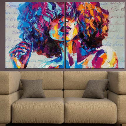 Colorful girl print Face on canvas Bright face canvas Street art canvas Color palette Wall art print