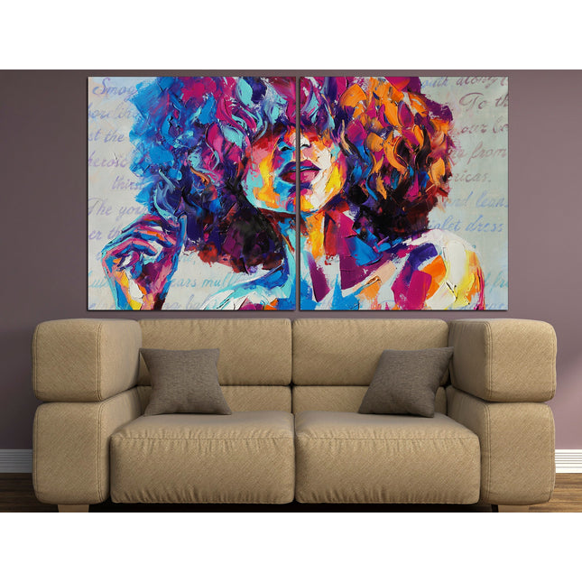 Colorful girl print Face on canvas Bright face canvas Street art canvas Color palette Wall art print