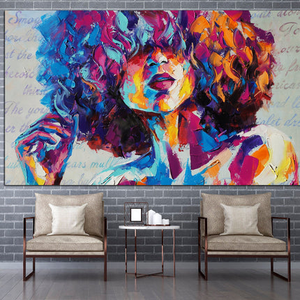 Colorful girl print Face on canvas Bright face canvas Street art canvas Color palette Wall art print