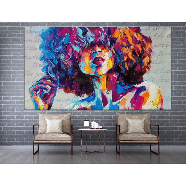 Colorful girl print Face on canvas Bright face canvas Street art canvas Color palette Wall art print