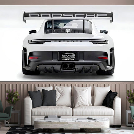 Porsche poster White porsche Car art